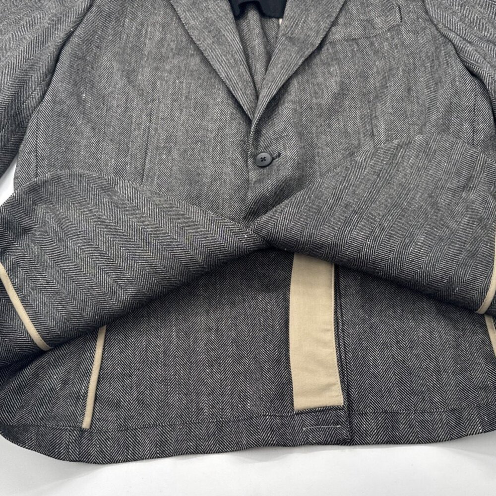 Banana Republic Wool Linen Blazer Mens 46 Tailored Slim Gray Suit Coat $400 NEW - Picture 13 of 14